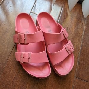 Coral Plastic Birkenstock Sandals